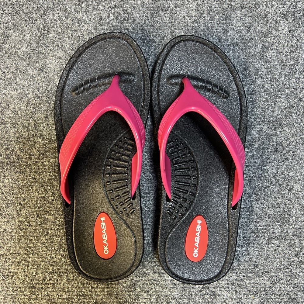 Okabashi Sandals‎ Womans Small 5/6 Pink Flip Flop Thong Made in USA Slip On
